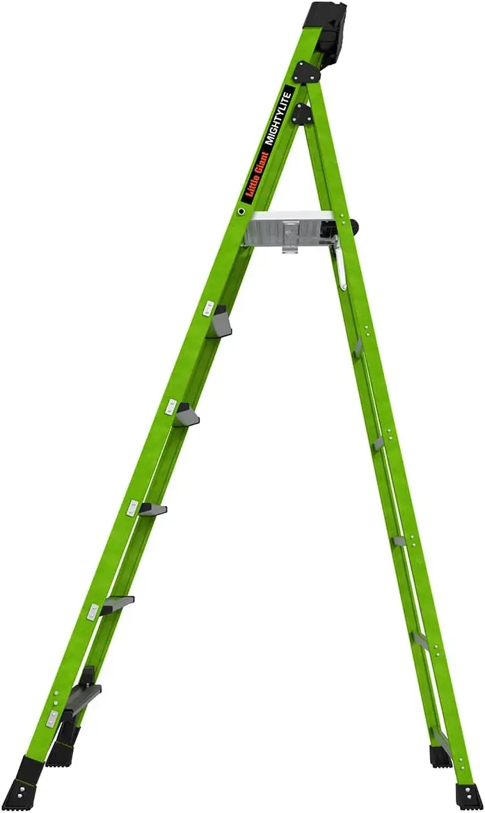 Ladders, Mightylite 2.0, 8' Stepladder With Ground Cue, Fiberglass, Type Iaa, 375 Lbs Weight Rating, (15408-001), Green