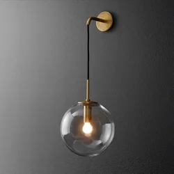 Post-modern Glass Ball Wall Lamp American Retro Simple Personality Bedside Living Room Corridor Staircase Nordic Lights