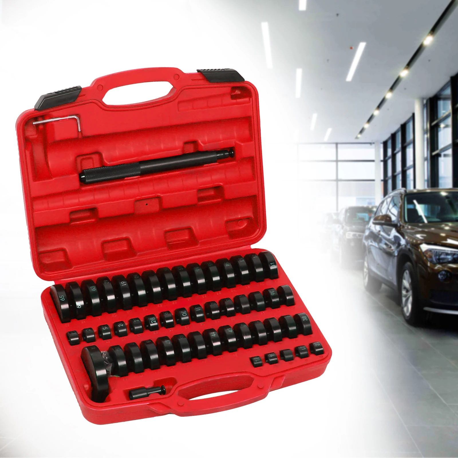 51pcs Bearing Bushing Iron 18-65mmblack Carbon Steel Car Repair Tool Kit Suitable for the Assembly Of Bearing Shells