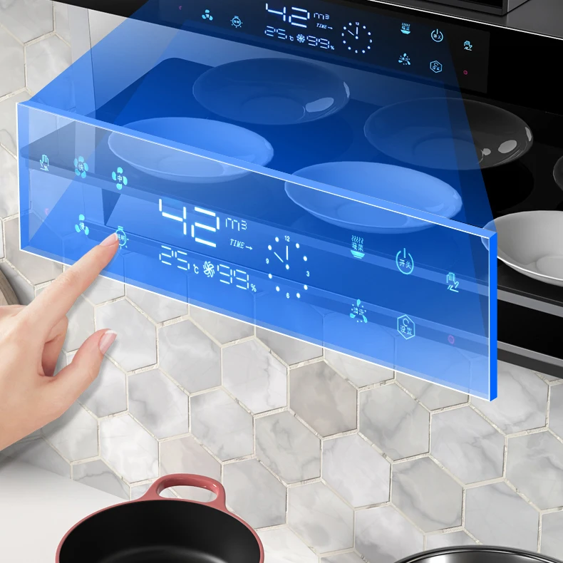 Wall Mount Kitchen Large Suction Cooktop Hood Top Side Extractor Fan Double Suction Black 24 36 Inch Range Hood