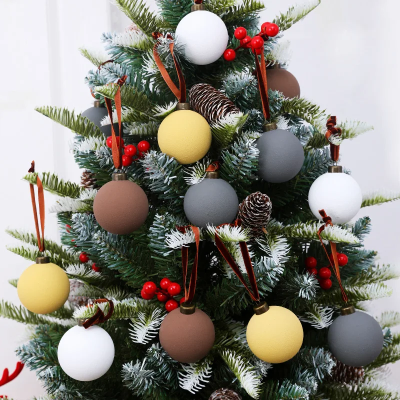 

Christmas Ball Set 6cm12pcs Texture Christmas Crafts Christmas Tree Spherical Pendant Macaron Color Christmas Decoration