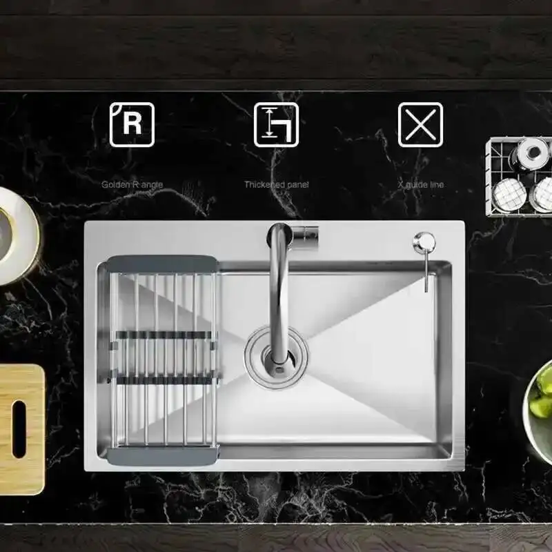 

Modern Brushed Metal Sink for Vegetable Washing Thickened Double Hole Kitchen Sinks Creative Household Kitchen Sink for Balcony