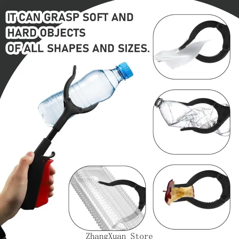 Practical Red And Black Folding Trash Tongs With Reinforced Joints And flexible Spring 3XUF