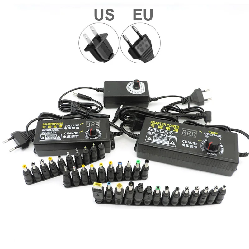 

Регулируемый универсальный адаптер питания AC/DC 3В-12В, 3В-24В, 9В-24В, стабилизированный, 1А, 2А, 3А, K5 M20