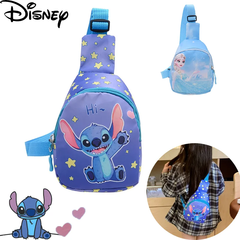 Paquete de pecho de dibujos animados de Disney Stitch para niños, bolsos cruzados de Anime, sirena, Minnie Mouse, Frozen, Mini bolsos de hombro