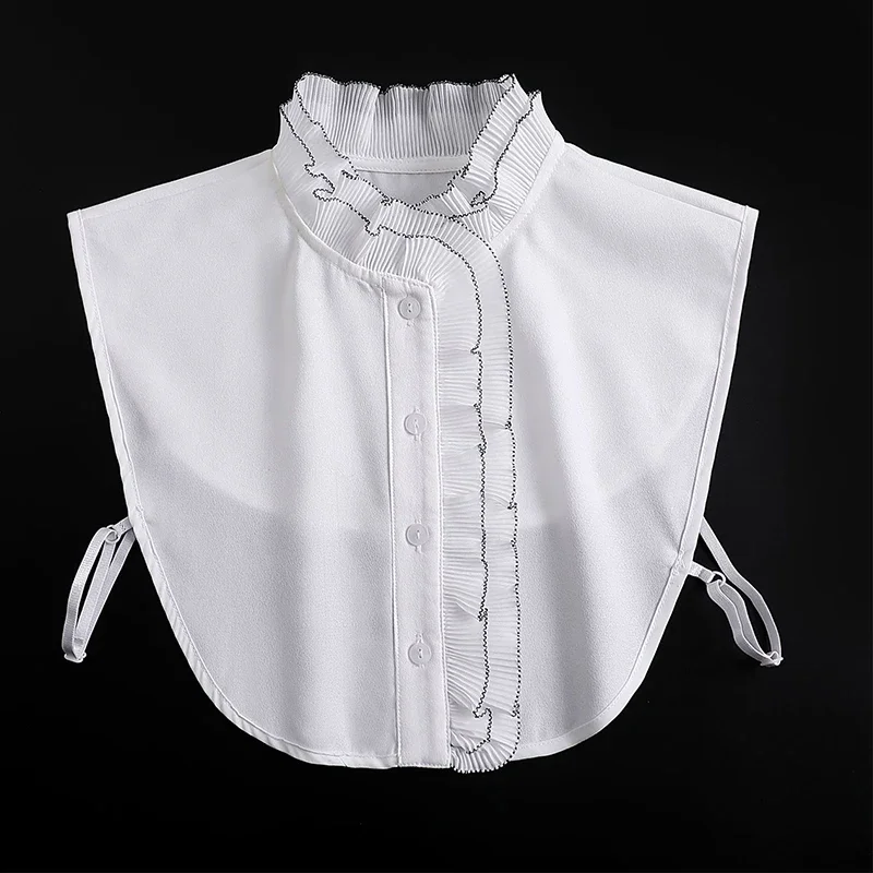 Women Sweet Ruffles Stand False Fake Collar Female White Button Down Half-shirt Lace False Collar Girls Detachable Collar