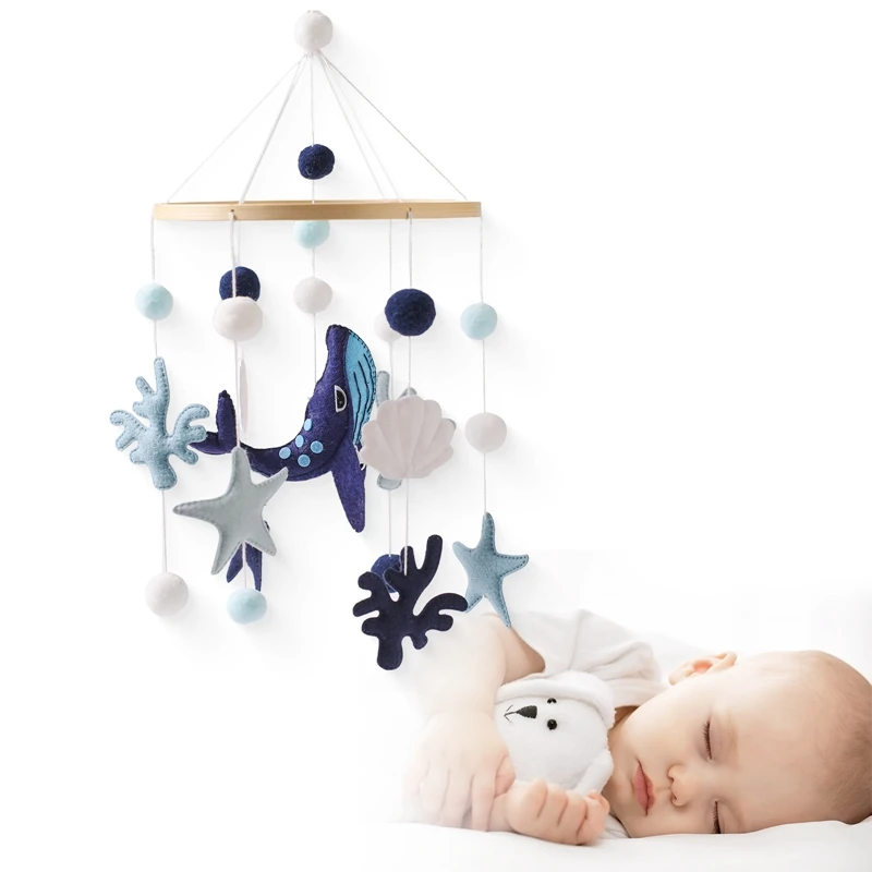 Baby Crib Mobiles Cartoon Felt Whale Rattles Toys Newborn Music Box Bed Bell Hanging Toys Holder Bracket Infant Crib Toys Gifts