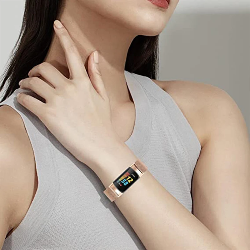 Premium-Milanese-Armband für Fitbit Charge 6 5, Edelstahl-Mesh-Uhrenarmbandschlaufe für den Austausch des Fitbit Charge 6