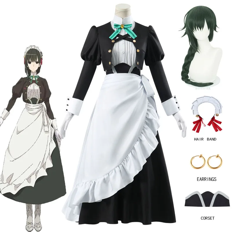 You Are Ms Servant Yuki Yokoya Xue Cosplay Costume Maid Dress Hair Band Earrings Full Set Halloween Carnival Role Play Uniforms