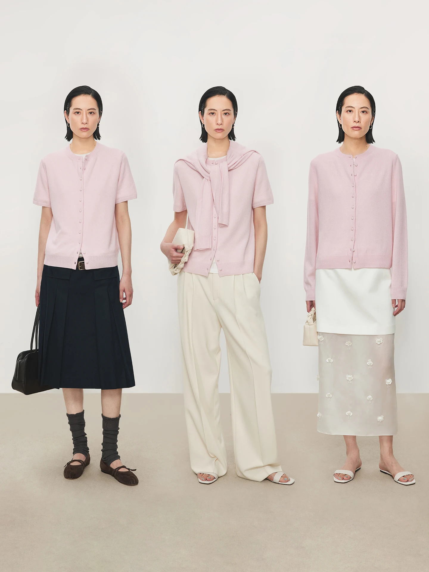 Classic Chicjoclp Pure Cashmere Short Sleeve Long Sleeve Fitted Small Open Cardigan with Tag Versatile Fashionable Women's Kn...