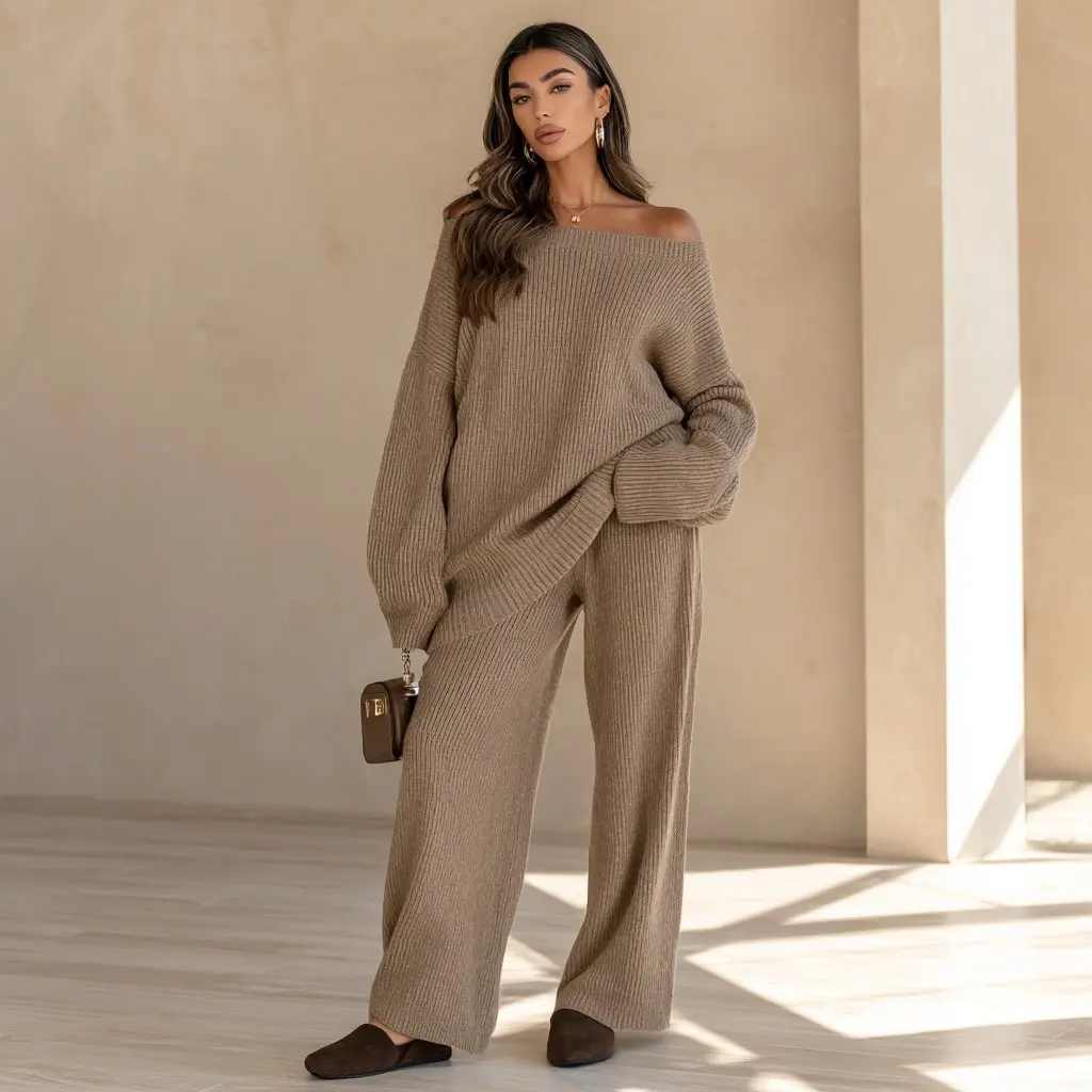 Casual losse pasvorm broek damesmode lente herfst stijl comfortabele wijde pijpen broek ensemble