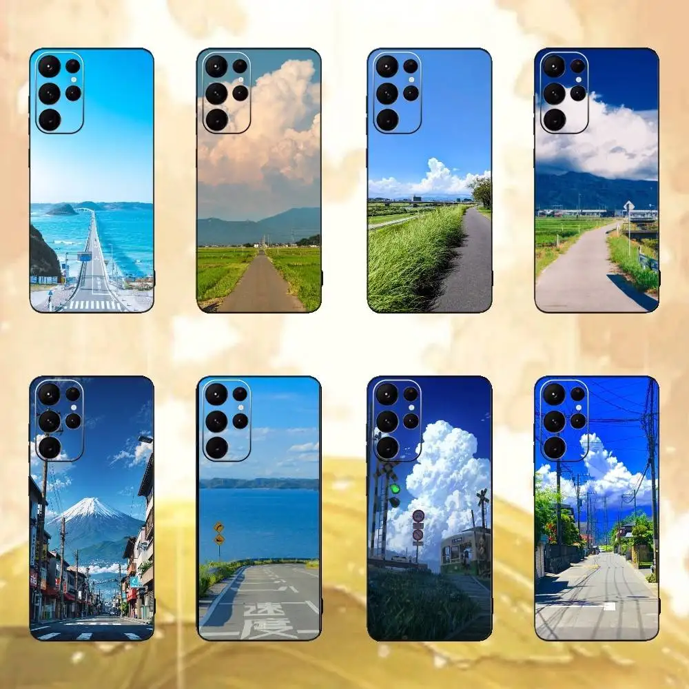 حافظة هاتف الطريق لهاتف سامسونج S25,24,21,22,23,30,Ultra,20,Plus,Fe,Lite,Note غطاء أسود ناعم #1