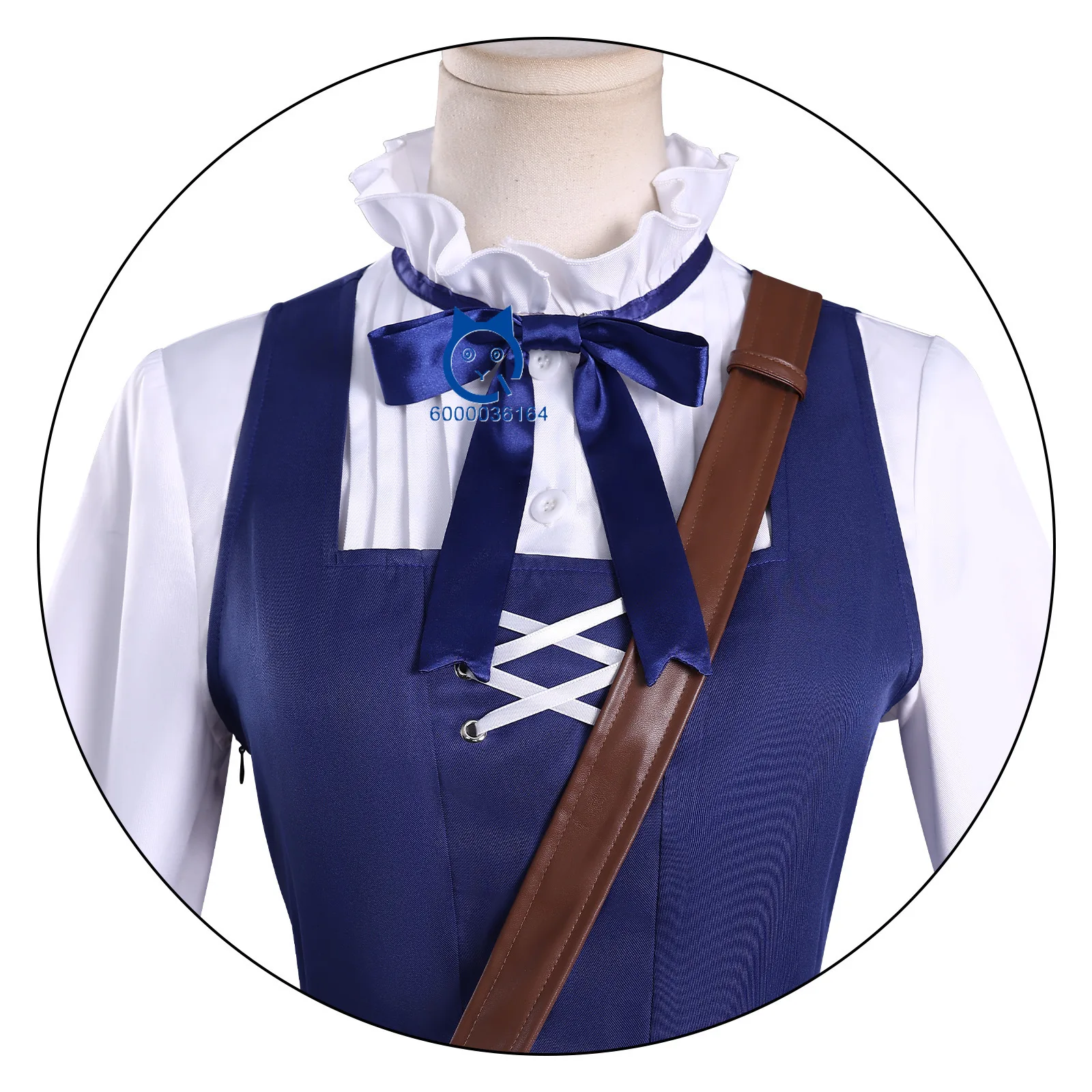 حلم بانج الجديد! أزياء Ave Mujica التأثيرية أنيمي واكابا موتسومي الأزرق زي مدرسي فستان لعب الأدوار شعر مستعار كوميك كون حفلة الهالوين