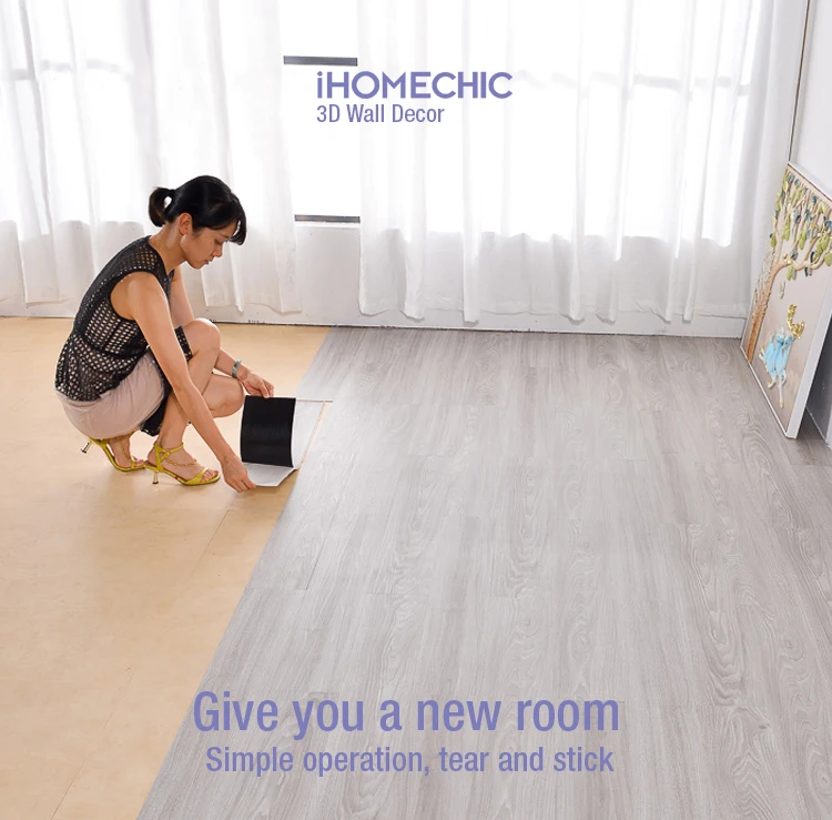10pc Self-adhesive Wood Grain Floor Wall Sticker Modern Style PVC Living Room Toilet Kitchen Home Floor Decor Waterproof Sticker