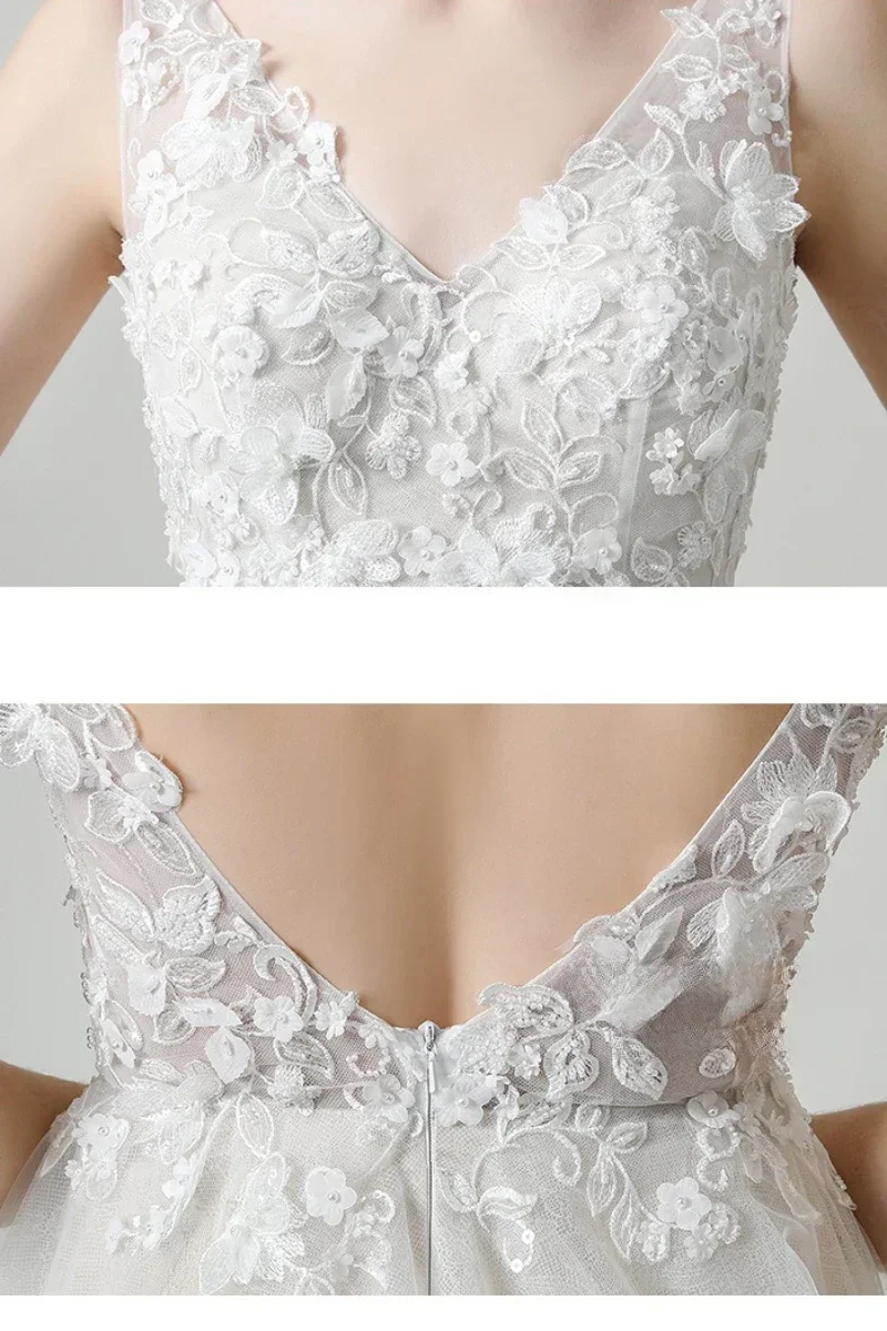 Vestidos de casamento elegantes para noiva tule uma linha aberta volta pregas rendas apliques vestidos de novia