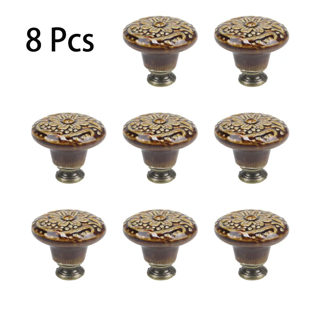 

8Pcs Colorful Ceramic Knobs, Cabinet Door Handles, Furniture Closet Pulls, Hardware Single Hole Drawer Knobs,1.3"X1.18" .