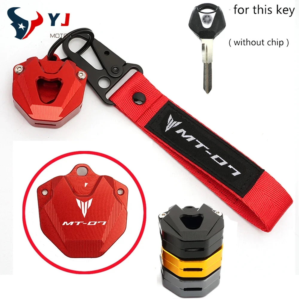 For Yamaha Mt07 MT-07 FZ07 MT FZ 07 2014-2024 Accessories Motorcycle CNC Key Cover Case Cap Protection Keychain Ring Chain Belt