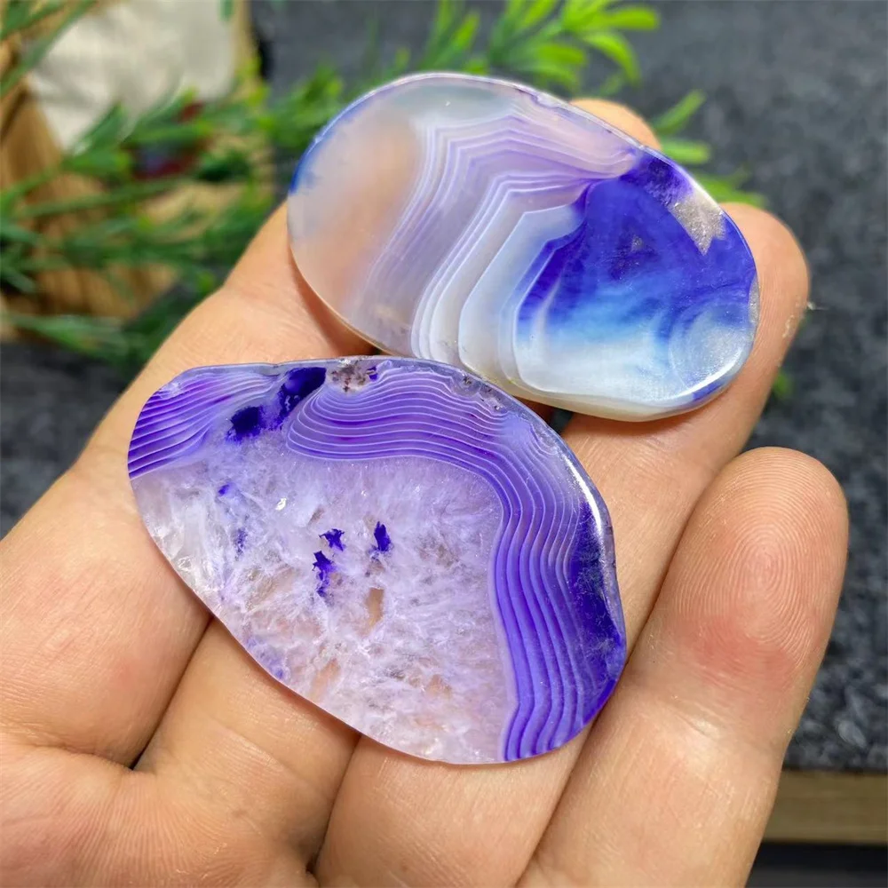 Natural Crystal Purple Agate Slab Slice  Stone Beauty Spiritual Reiki Minerals Healing Stripe Home Decoration Quartz