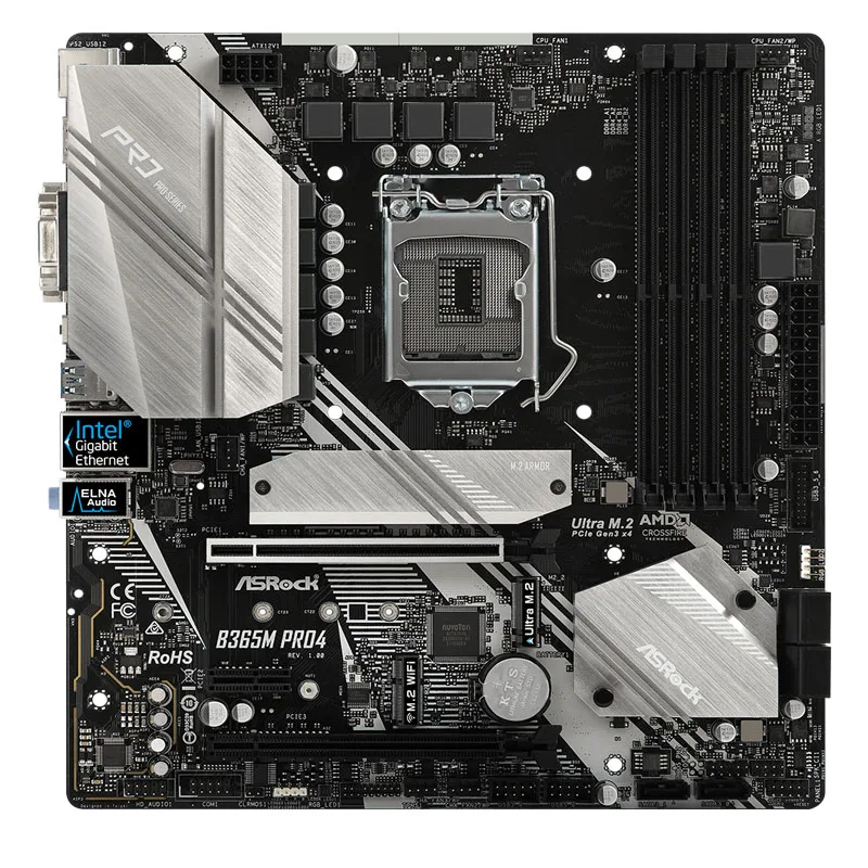 Used ASROCK B365M Pro4 motherboard LGA1151 Intel B365 4xDDR4 64GB HDMI M.2 USB 3.1 MATX Supports 9th and 8th Gen Intel Core cpu