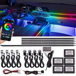 18 w 1 Symphony LED Samochodowe oświetlenie otoczenia RGB 64 kolory Dekoracja wnętrz Akrylowy pasek neonowy Zestaw oświetlenia atmosferycznego Kontrola aplikacji