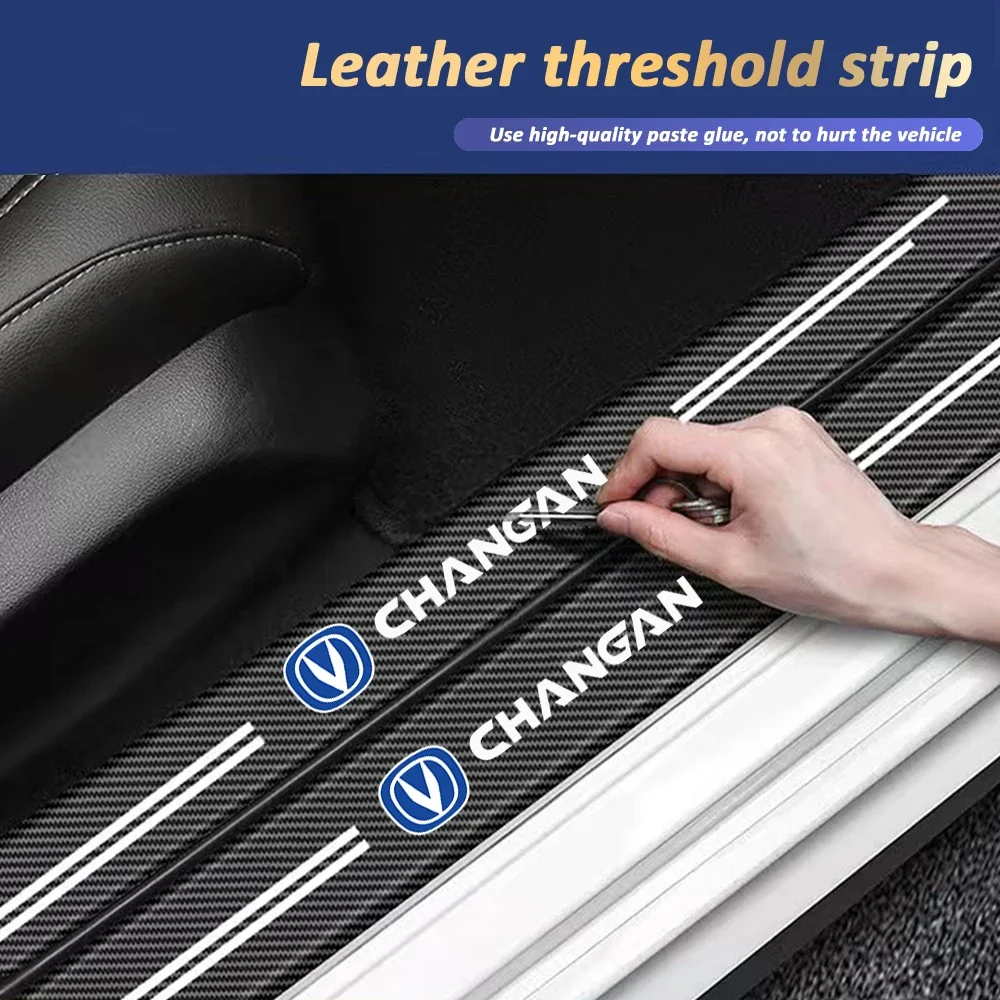 Waterproof Heavy Duty Carbon Fiber Pattern Door Scuff Plate Guard Decal Set of 4 for Changan CS75 Plus Eado UNI-T CS55 Alsvin