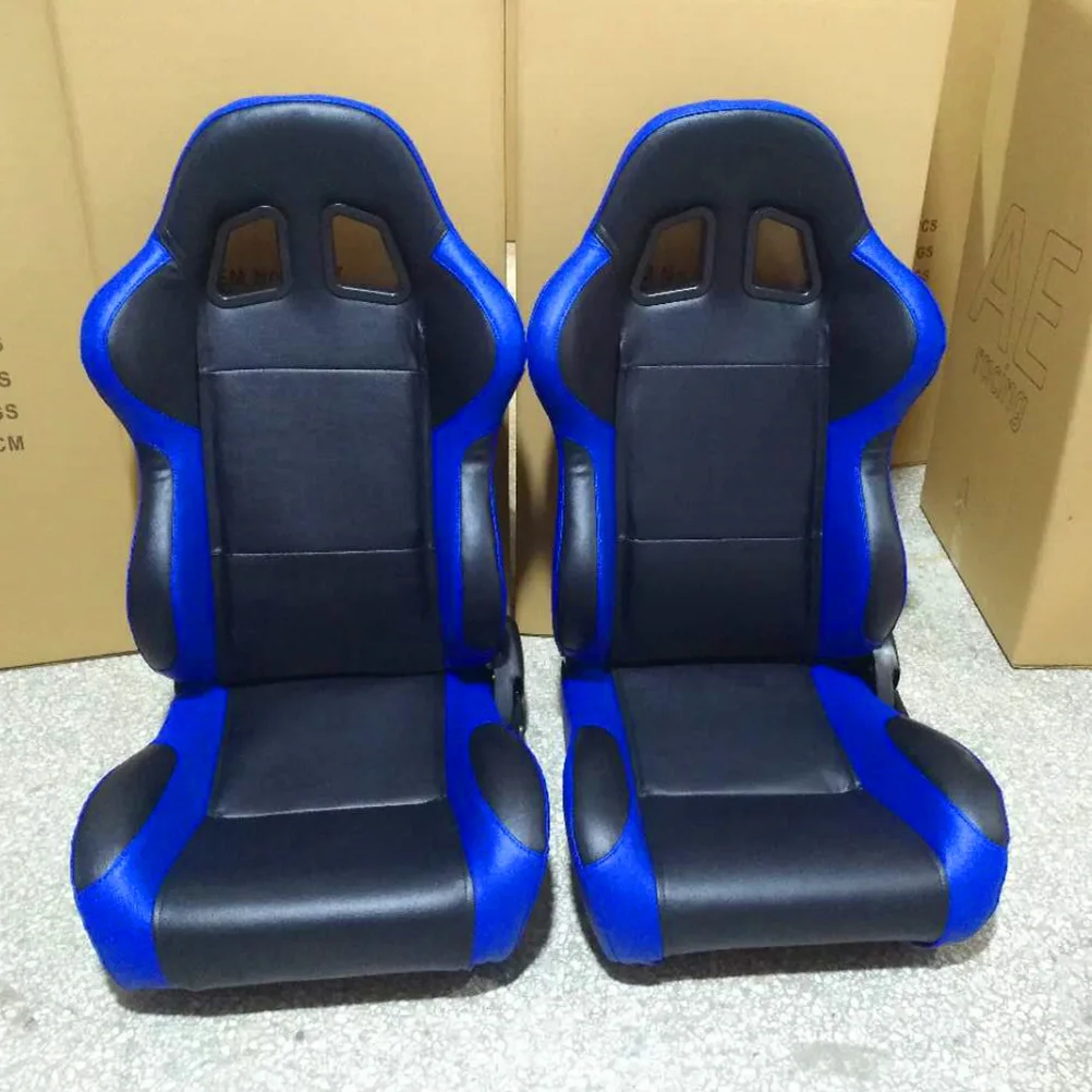 Universal Racing Seat Black‑Blue Adjustable Sport Bucket Car Seat With Single Slider For Auto Modification