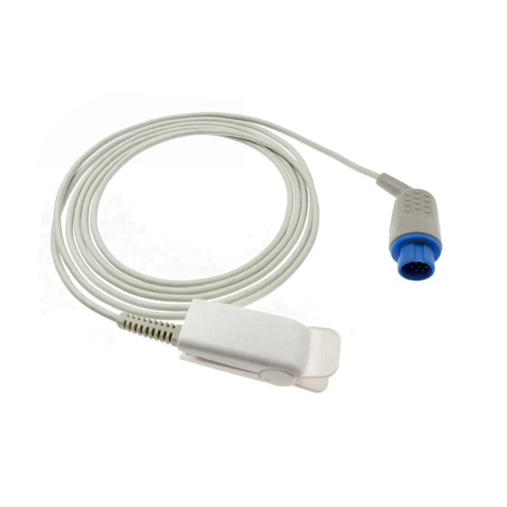 

Зажим для пальцев для взрослых, зажим для ушей, силиконовый длинный кабель, многоразовый датчик кислорода, датчик Spo2 для N *IHON K * OHDEN, круглый 10-контактный монитор пациента