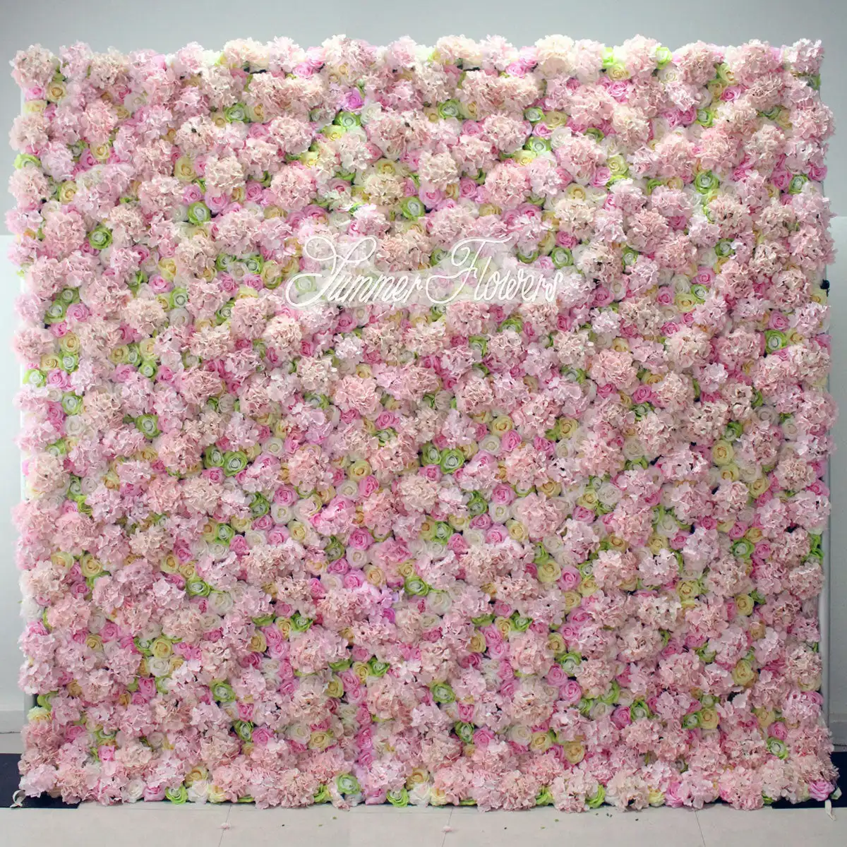 Royal Series 3D Green Rose Peony powder Hydrangea artificial plant flower wall Birthday outdoor wedding background decoration