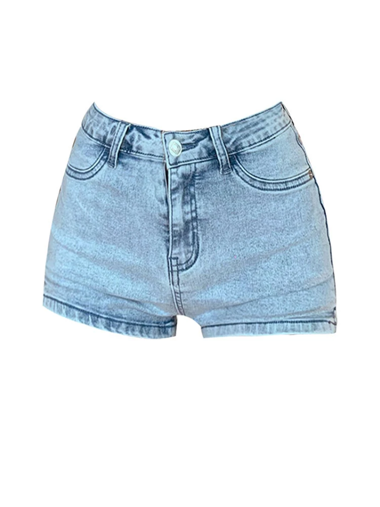 Women Jean Shorts 2023 Summer Loose High Waist Blue Baggy Heart Denim Shorts Korean Style Casual Y2k Wide Leg Short Pants Bottom