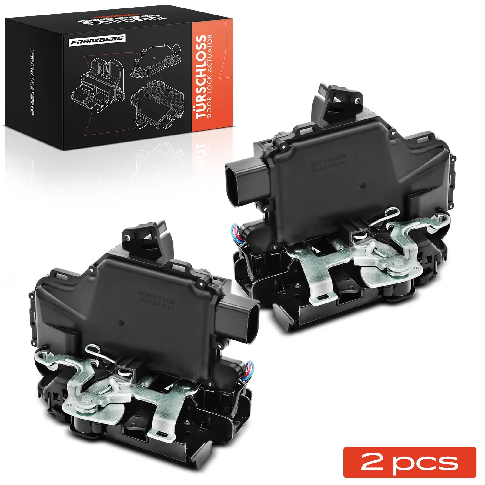Frankberg 2x Serratura Porta Anteriore Destra e Sinistra per VW Golf 4 Passat Seat Skoda Leon 3 B1837015AK V10-85-6347 3D2837016K 5Z1837016F