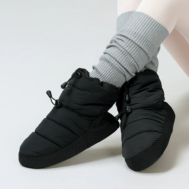 Warme Ballettstiefel für Damen mit Schnalle, rutschfeste Stiefel für den Innenbereich, niedrige Stiefel, Aufwärm-Trainingsschuhe, Winter-Ballerina-Booties