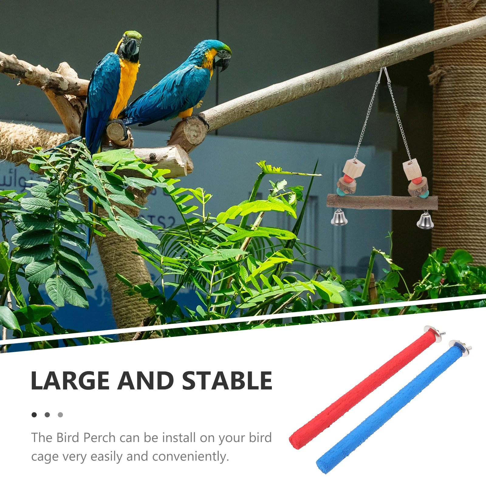 

4pcs Bird Perch Stand Parrot Stand Paw Grinding Sticks Wood Sand Rough Surface Durable Chew Resistant Cage Accessories For