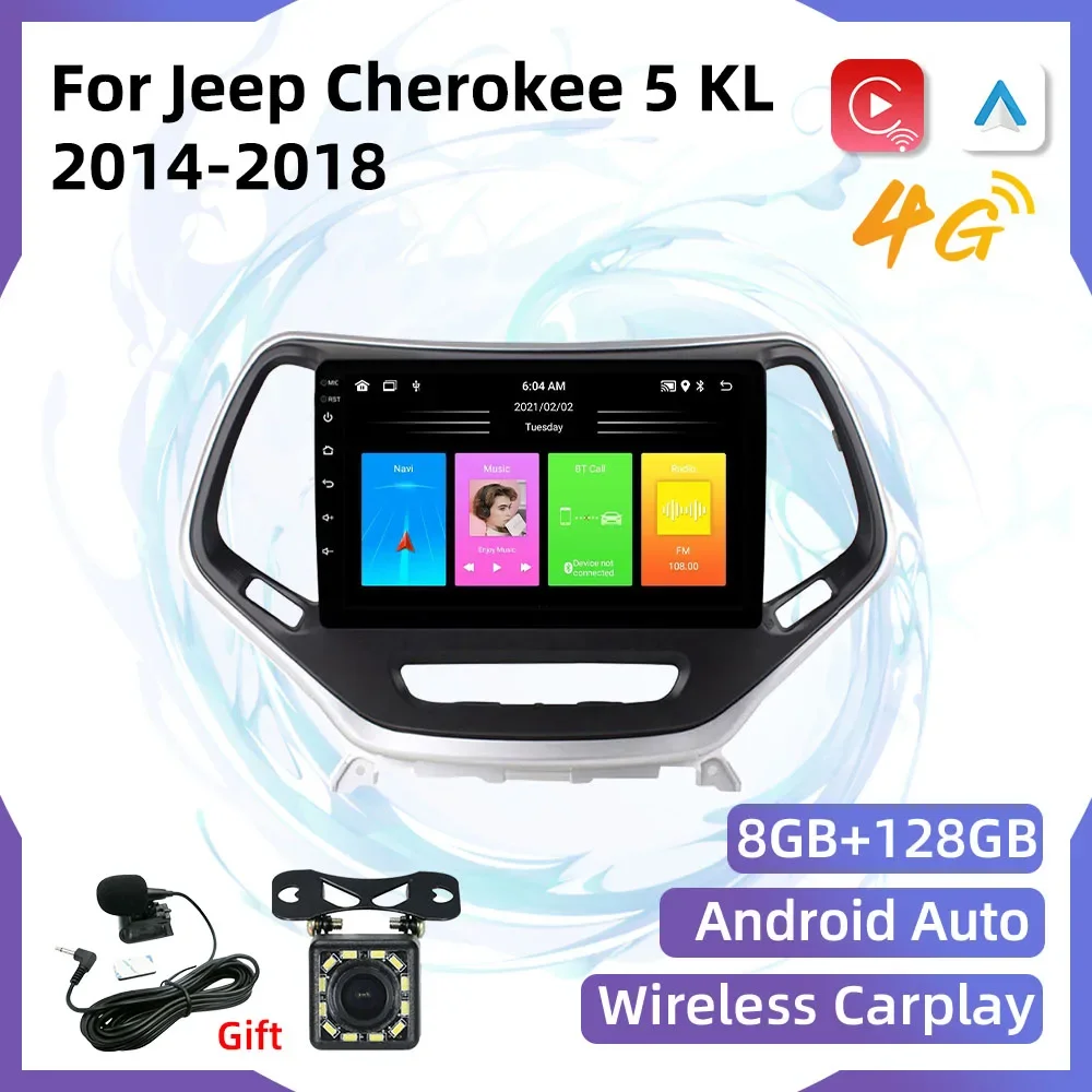 Android Car Radio for Jeep Cherokee 5 KL 2014-2018 2 Din Stereo WIFI Multimedia Player Navigation 4G Autoradio Head Unit Carplay