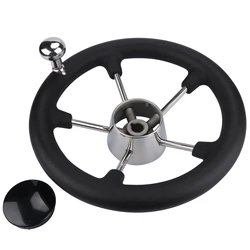 Boat Accessories Marine 11 Inch stainless steel 5 Spoke Destroyer Steering Wheel with Black Foam