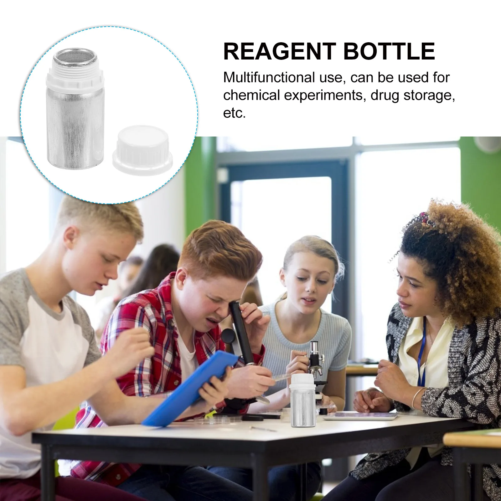 

4pcs 50ml Aluminum Bottles Laboratory Sample Reagent Containers Plastic Chemical Vials Empty Bottle Cap Liquid Storage