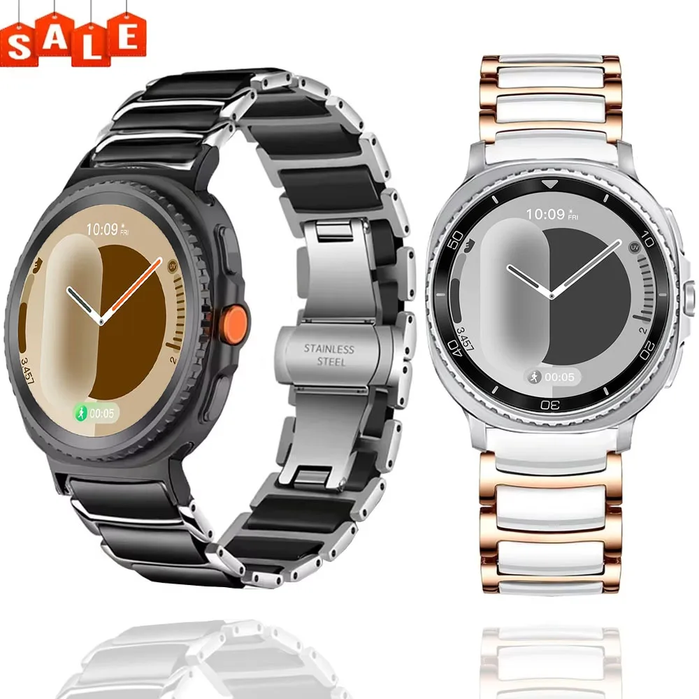 Ceramic+Metal Strap For Samsung Galaxy Watch 8 44/40mm 8 Classic 46mm Fashion Comfortable Watchband Galaxy Watch Ultra 2025 47mm