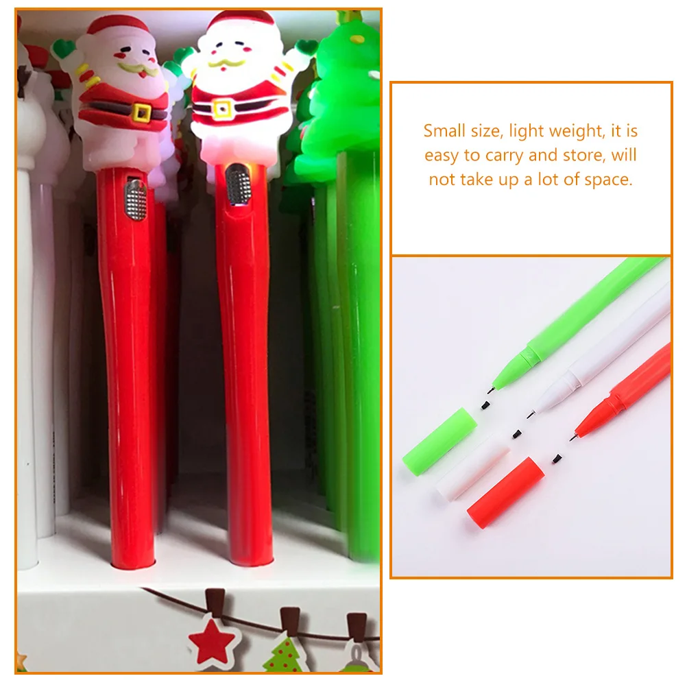 

10pcs Christmas Gel Light Up Xmas Writing Pens Cute Portable Student Stationery Multipurpose Gift For Kids Girls School Office