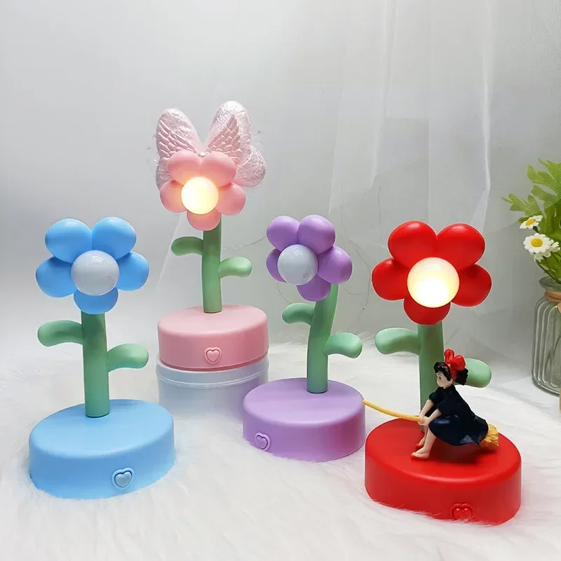 Mini luz de noche creativa con forma de girasol, lámpara de mesa LED, Lámpara decorativa para dormitorio, juguetes luminosos, regalos de Navidad