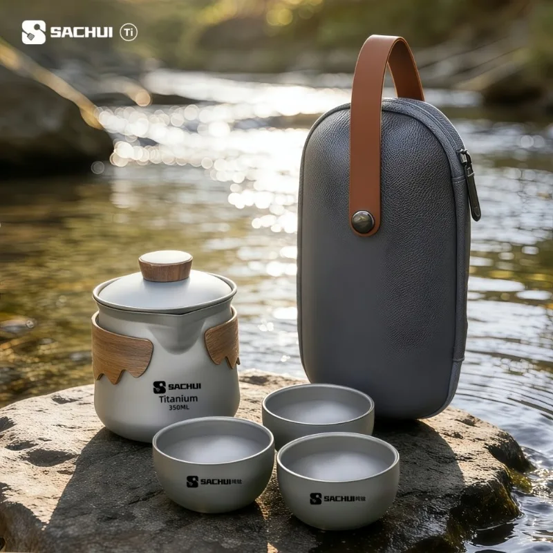 

Pure Titanium Teapot, Quick Brewing Cup, Outdoor Travel Camping Tea Set, Built-in Tea Filter, Portable Tea Ceremony Accessories