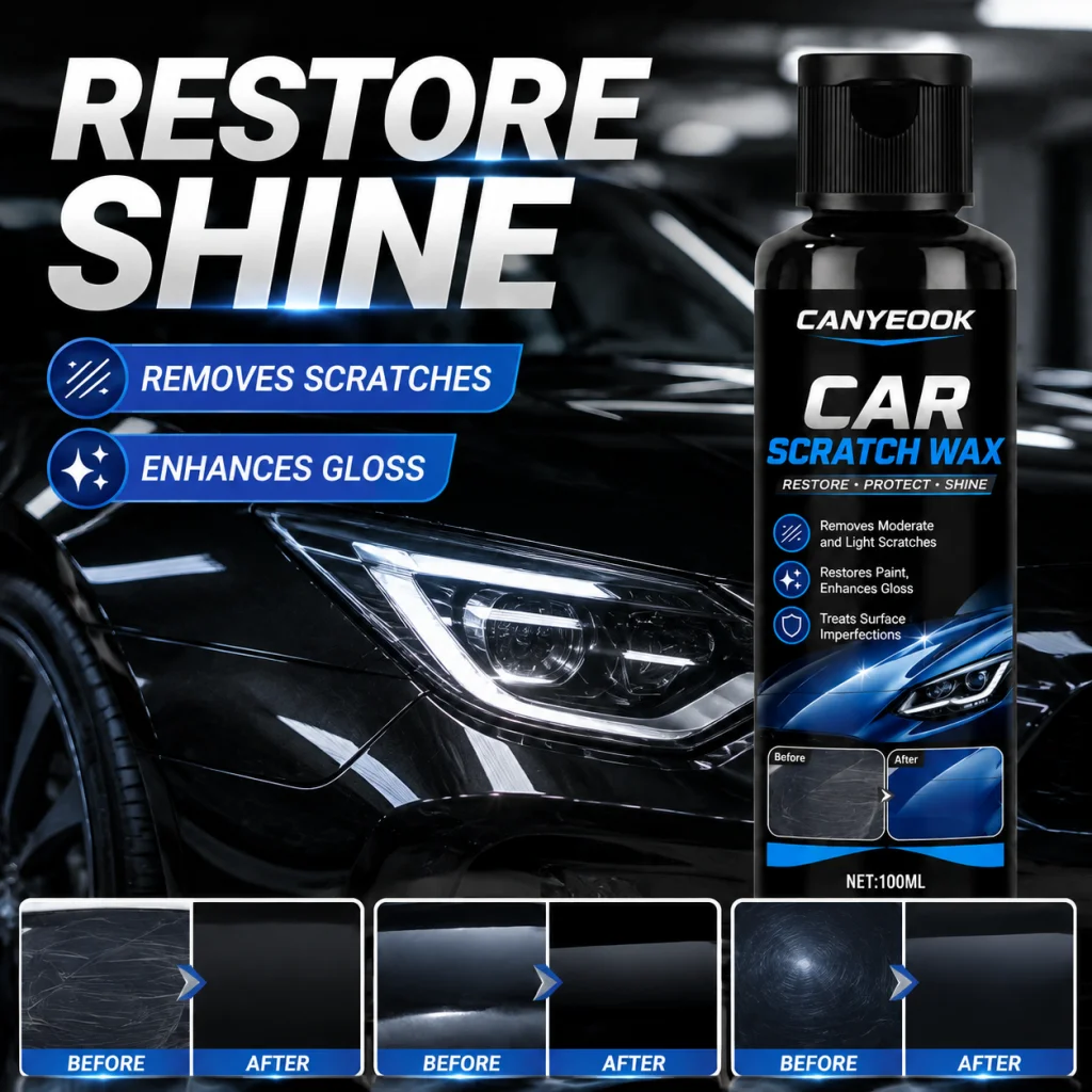 CANYEOOK Car Scratch Wax 100ml, Remove Light & Medium Scratches, Polish Swirl Marks & Water Spots, Restore Paint Gloss