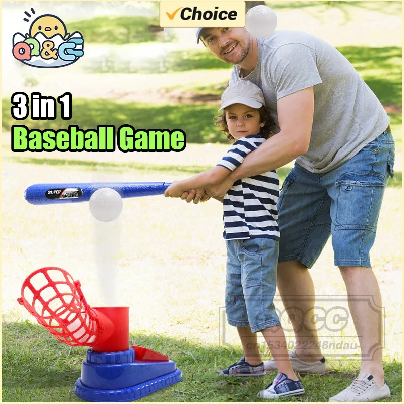 Honkbalspel 3-in-1 katapultwerper Verstelbare hoogte Trein Kinderen Ouder-kind Interactief buitensportspeelgoed voor jongenscadeau