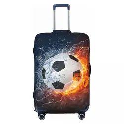 Custom Soccer In Fire And Water Luggage Cover Protector Cute Football Travel Suitcase Covers for 18-32 Inch