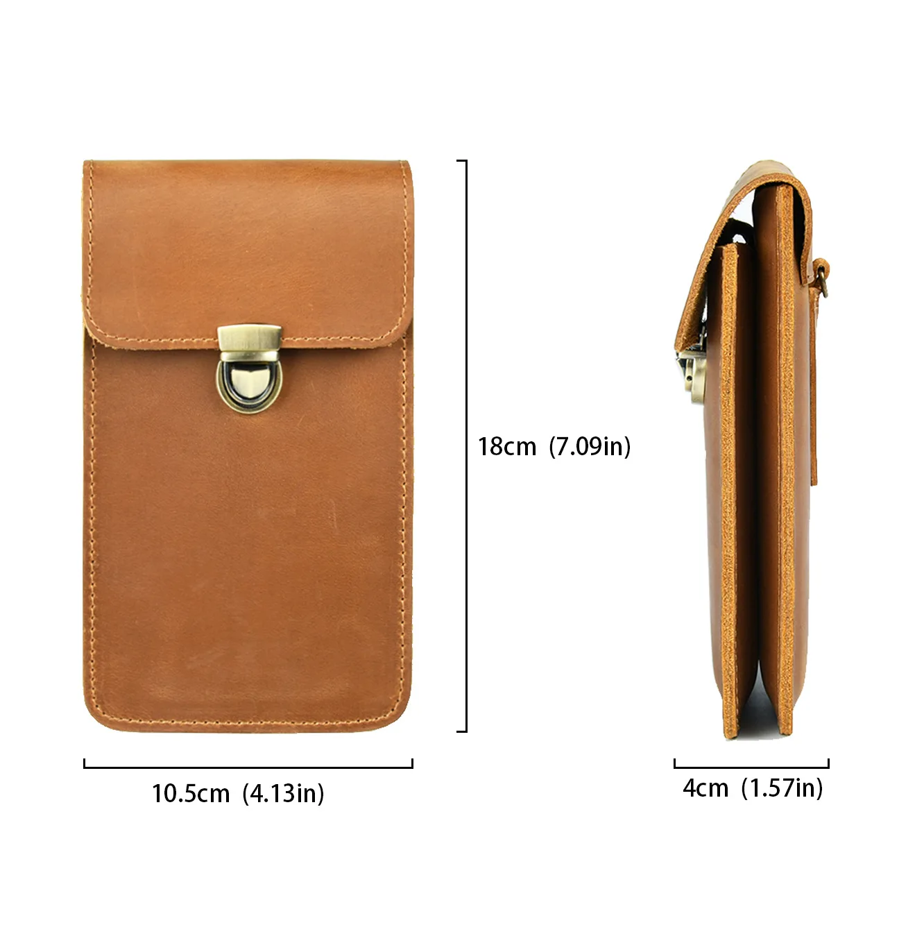 GOYN Genuine Leather Cell Phone Holster Vintage Dual Layer Belt Case for Men Smart Phone Pouch Compatible with iPhone 16 Samsung