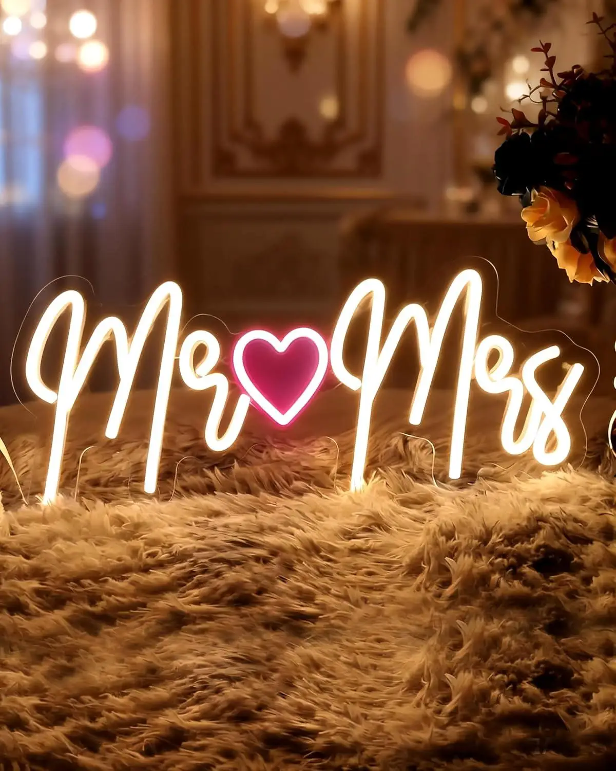 Mr & Mrs Neon Sign Dimmable LED Light For Wedding Reception Engagement Bridal Shower Party Wall Decoration Atmosphere Lighting