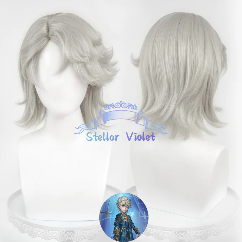 Game Identity V Wig Patient Emil Cosplay Wigs Cosplay Costumes 35CM Short Silver White Patient Emil Synthetic Wigs Anime Party