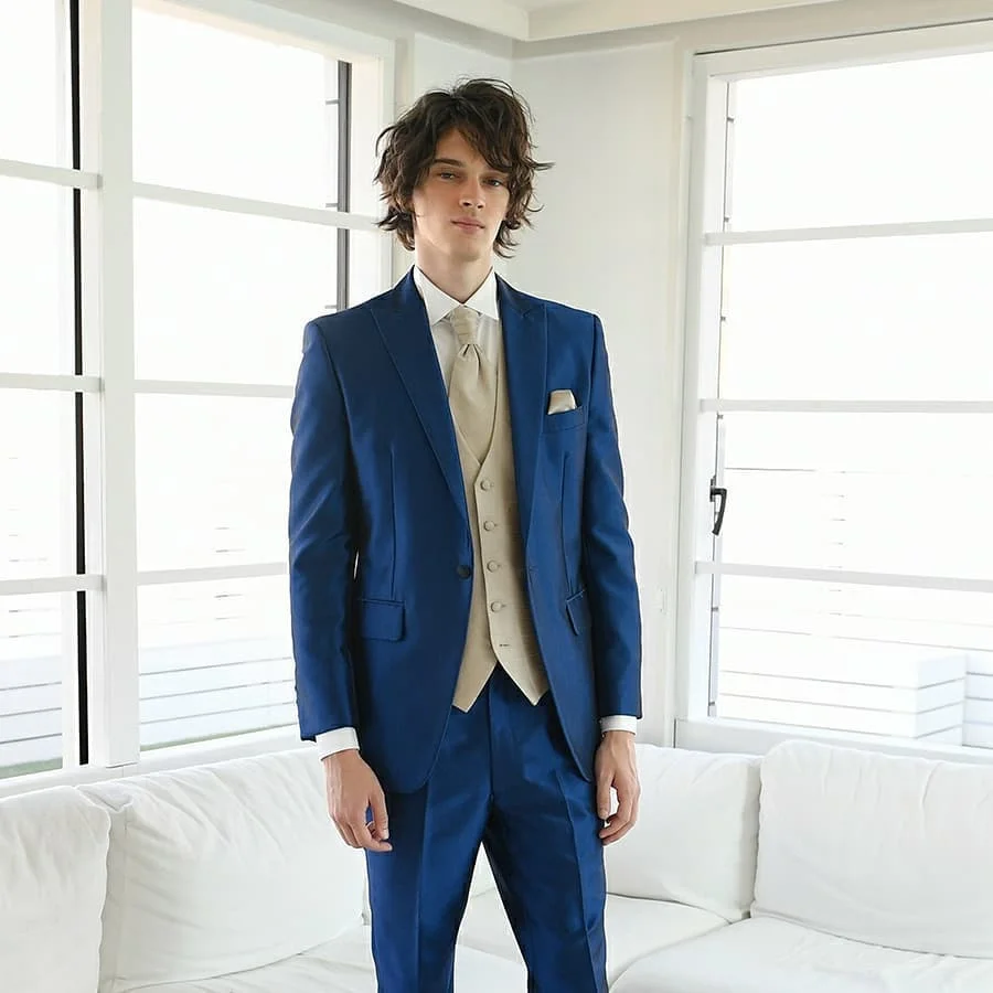 Royal Blue Men's Suit Slim Fit Male Blazer Sets Party Tuxedos Jacket And Pants One Buttons Wedding Groom Wear