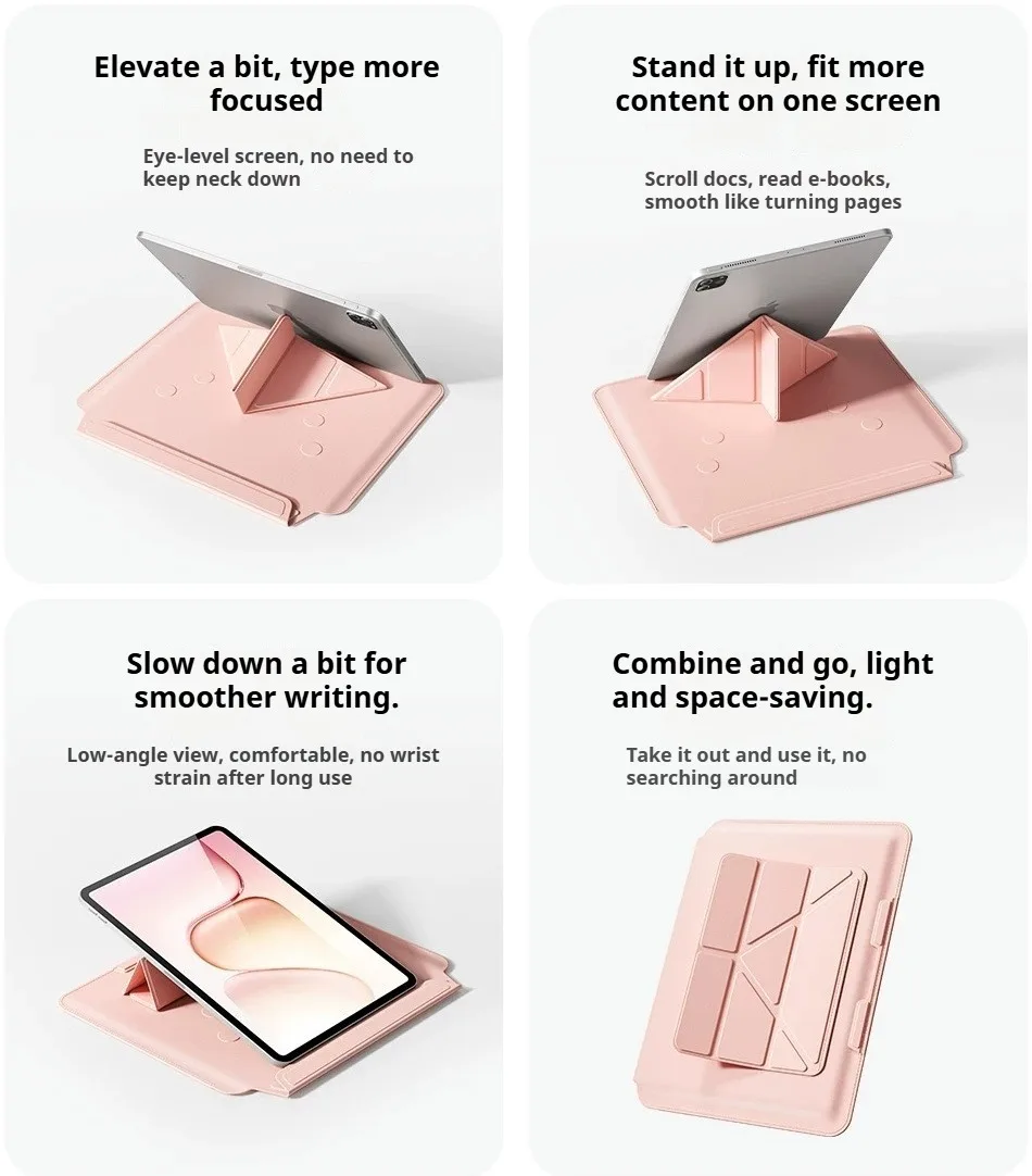 ZOYU for iPad A16 11/10th Gen Y-Fold Stand, iPad Air 11 4/5/6/7/8th Pro 11 12.9 13 Mini 8.3 A17 Pro Light Anti-Fall Inner Bag