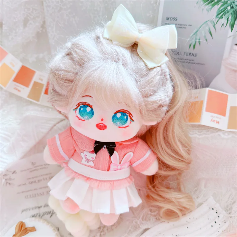 20cm DIY Cute Cotton Doll Ladies Clothing Dress Suit Accessories Kawaii Stuffed Idol Plush Toys Can Change Clothes Dolls Gifts