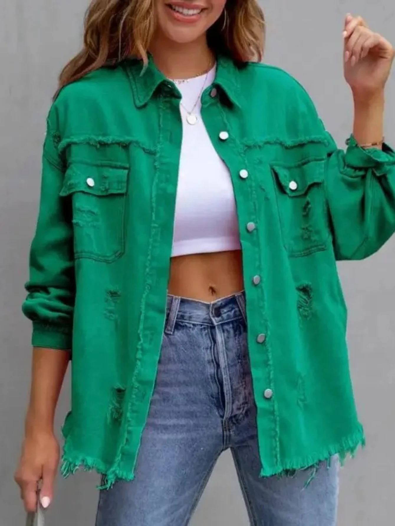 

Women's Denim Jeans Autumn Season Regular Thin ort Outerwear for Ladies Faionable Brandl Option