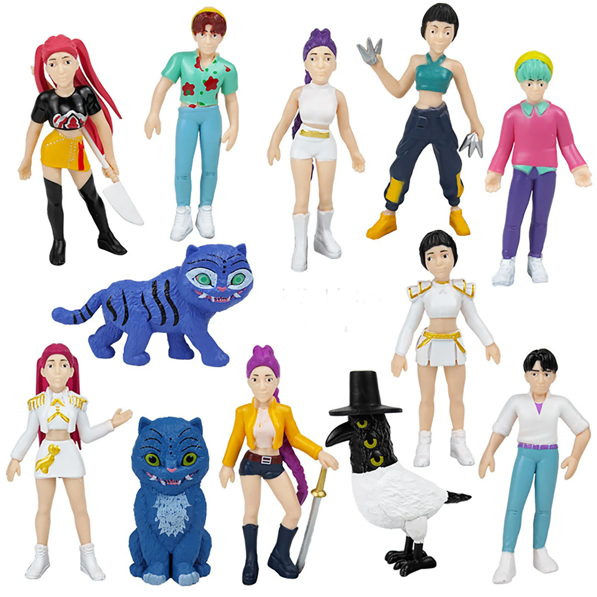 

Anime Kpop Demon Hunters Figurine Set - Rumi Mira Zoey Tiger Design Desk Decoration Toy for Kids Collectible Statues Gift